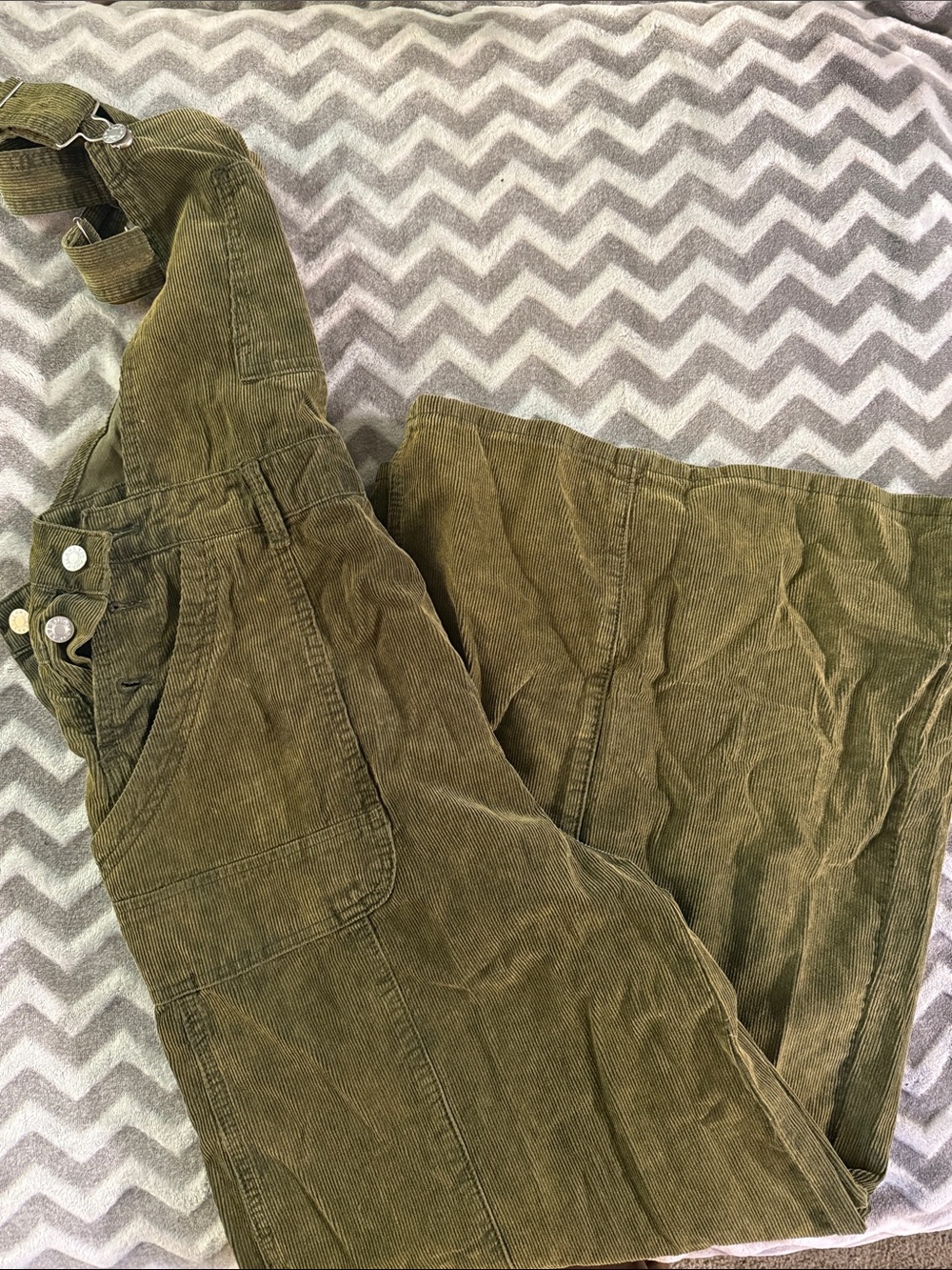 Olive Green Corduroy Jumper Jumpsuit - Women's Overalls